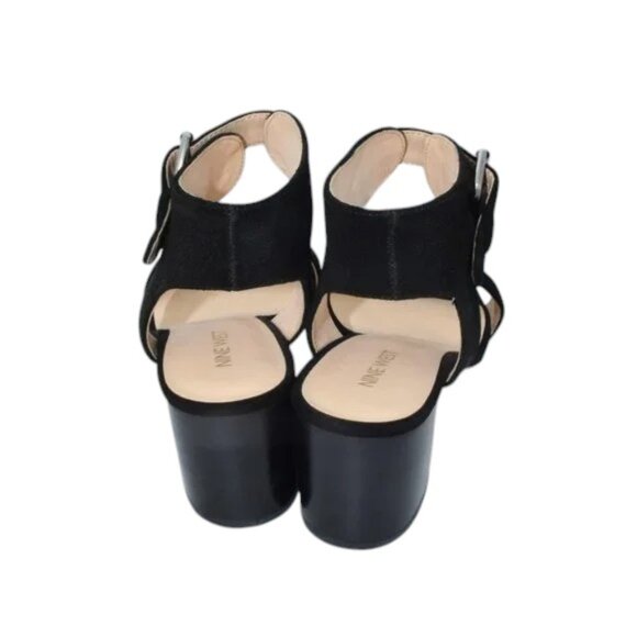 Nine West Big Buckle Sandals Chunky Heels - Picture 5 of 6